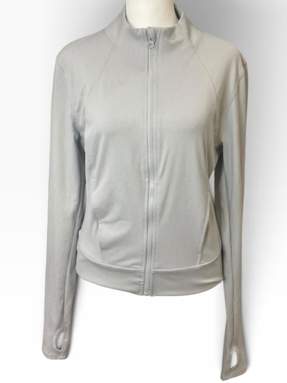 Yogalicious Lux Light Gray Full-Zip Athletic Track Jacket